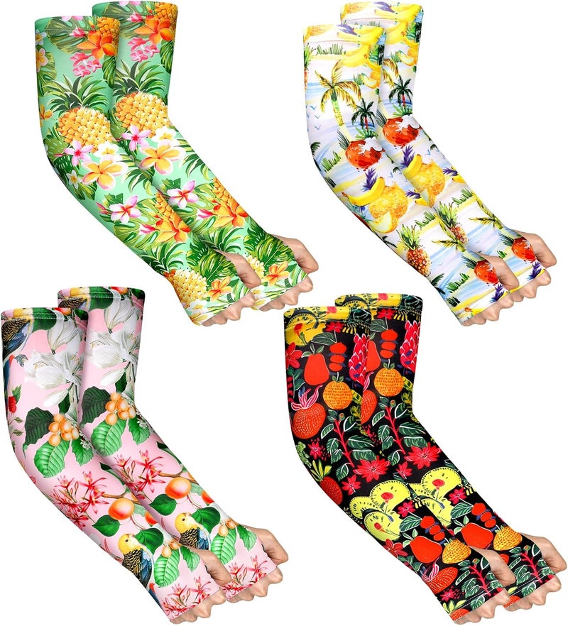 Mukum 4 Pairs Gardening Sleeves Anti-Slip Arm Protection with Thumb Hole Sun Sleeve Cooling Arm Sleeves for Women Men Outdoor - Image 1